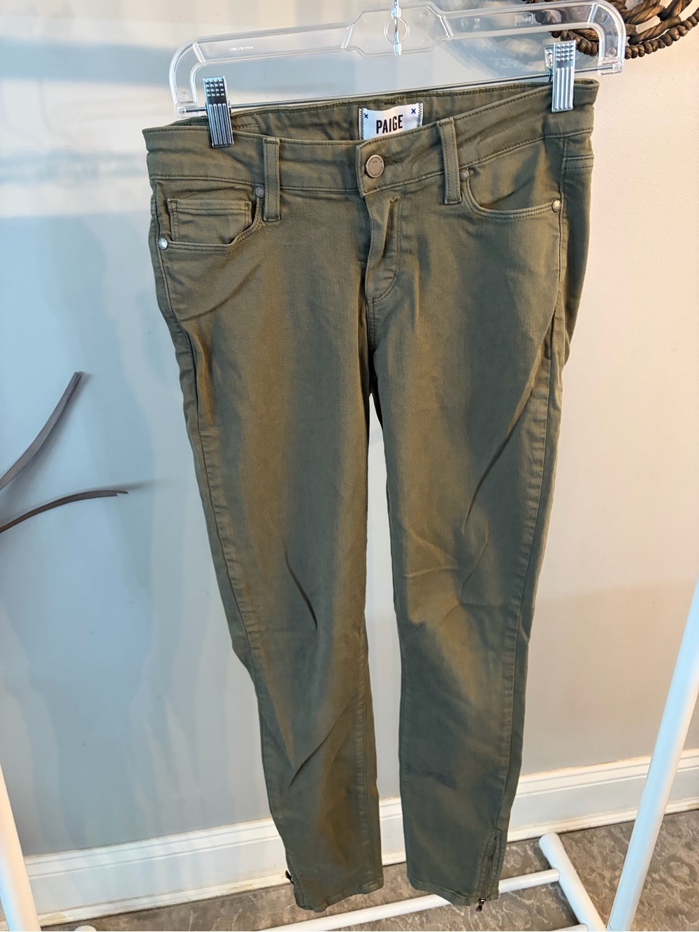 PAIGE Olive Green Skinny Jeans verdugo Ankle Zips size 27